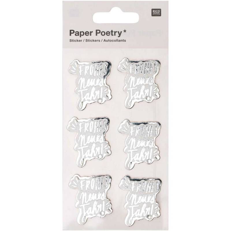 Paper Poetry 3D-Sticker Frohes neues Jahr 6 Stück von Rico Design