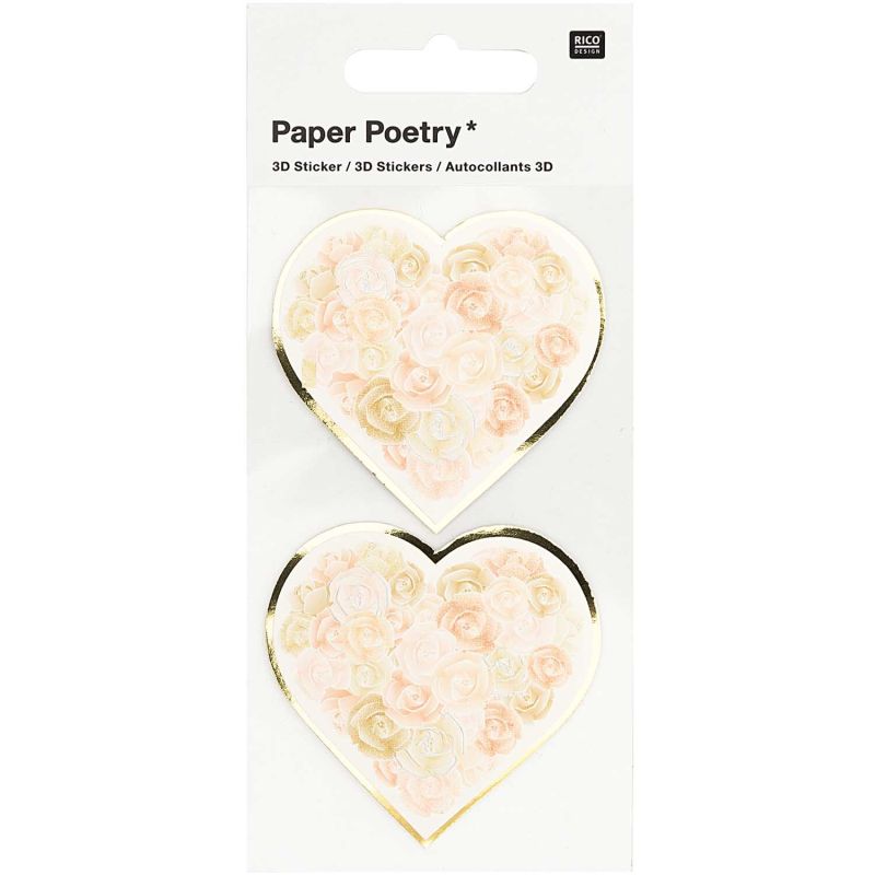 Paper Poetry 3D-Sticker Herzen mit Rosen weiß 2 Stück Paper Poetry 3D-Sticker Herzen mit Rosen weiß 2 Stück von Rico Design