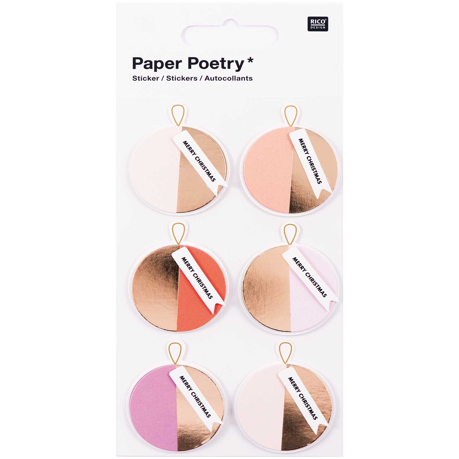 Paper Poetry 3D Sticker Kugeln rosa-gold Hot Foil von Rico Design
