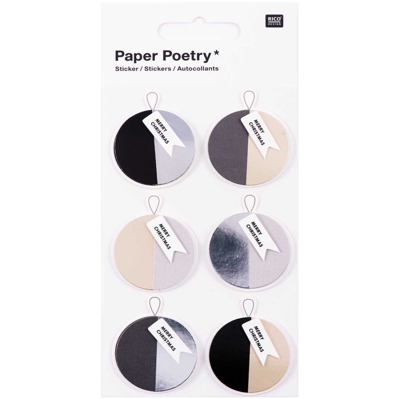 Paper Poetry 3D Sticker Kugeln schwarz-grau Hot Foil von Rico Design