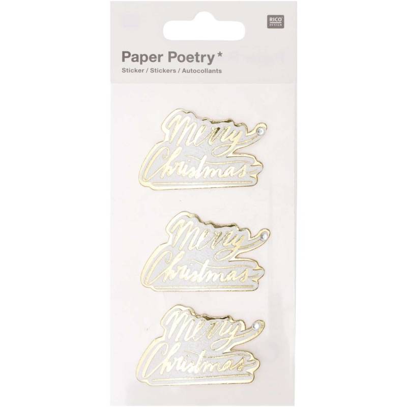 Paper Poetry 3D-Sticker Merry Christmas 3 Stück von Rico Design