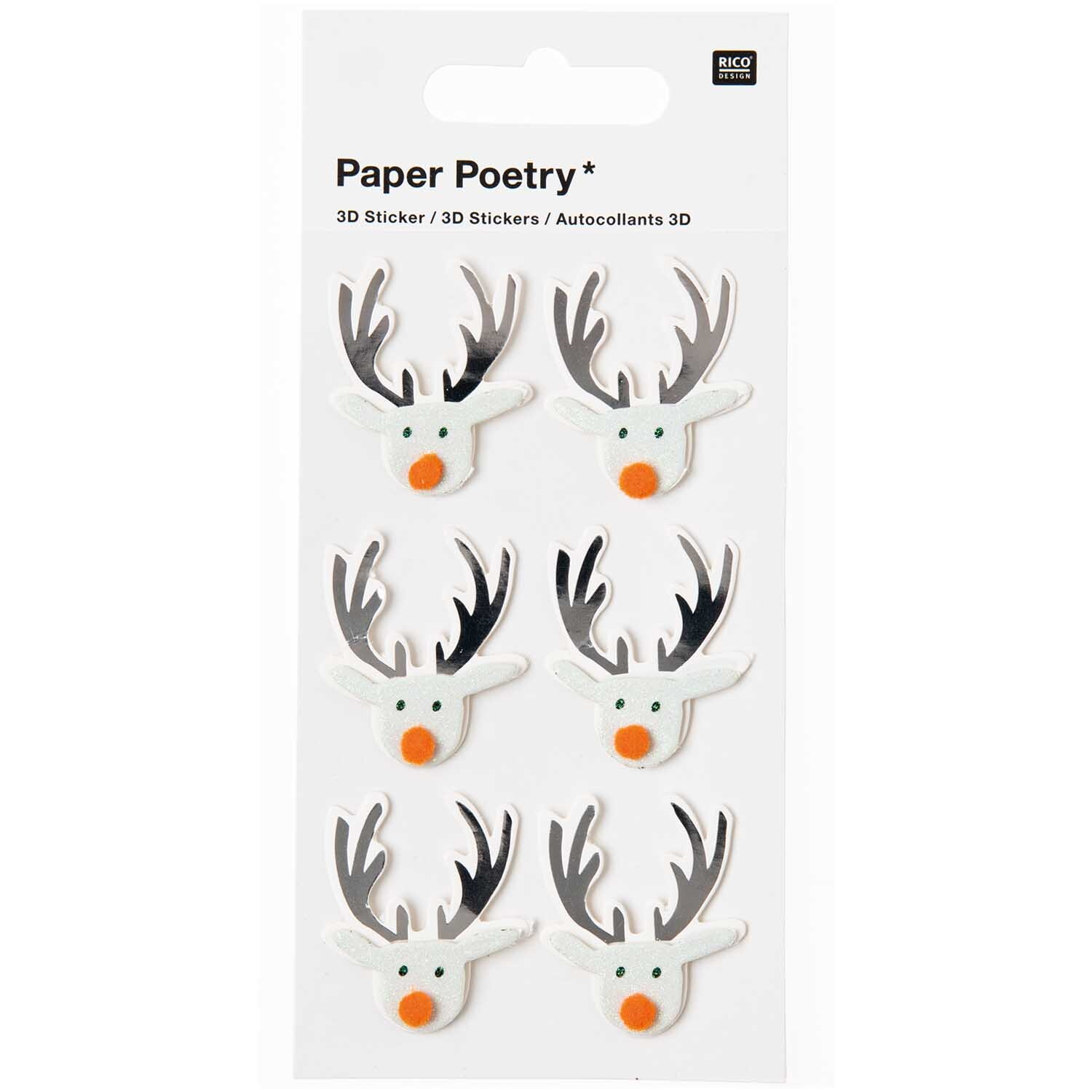 Paper Poetry 3D Sticker Rentier mint von Rico Design
