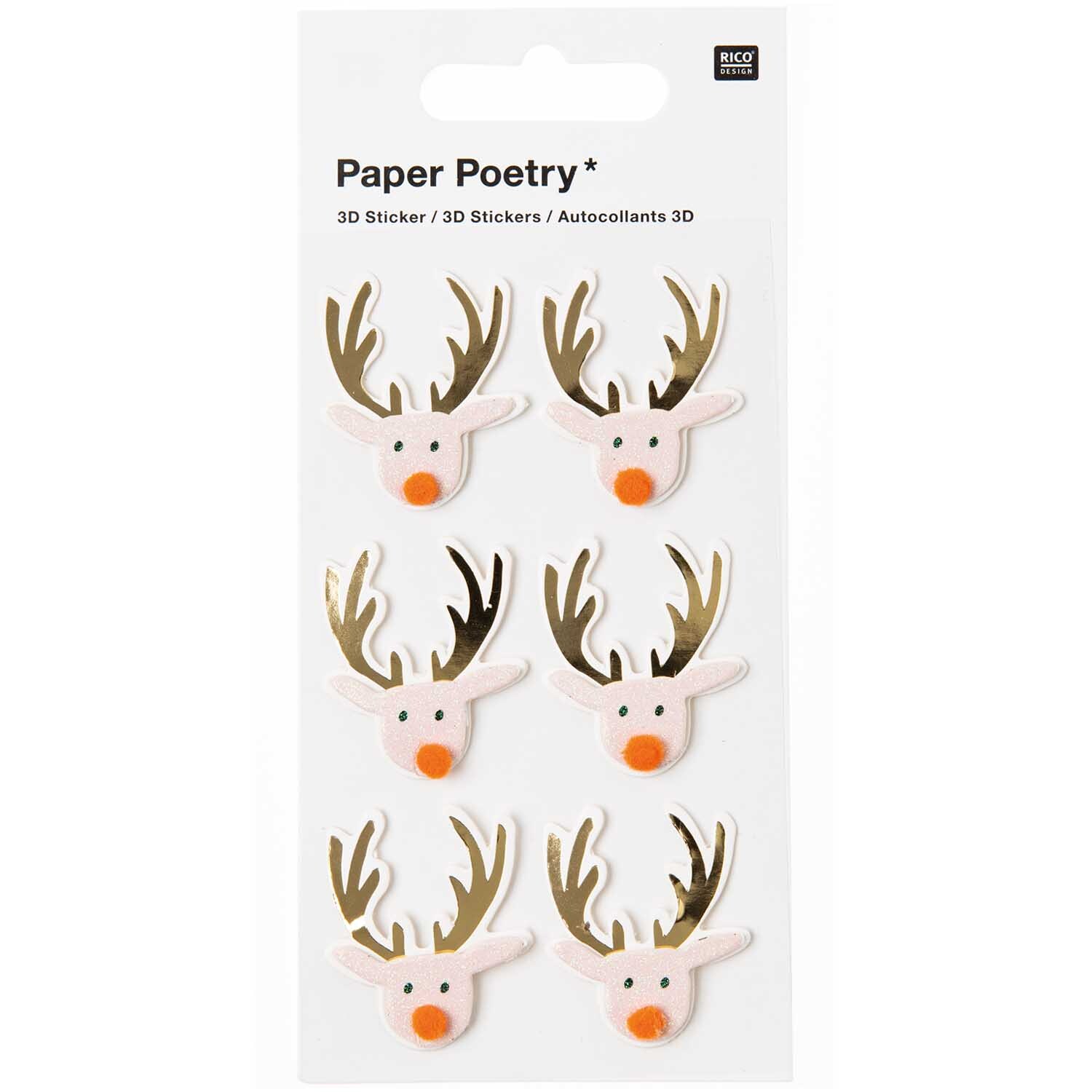 Paper Poetry 3D Sticker Rentier puder von Rico Design