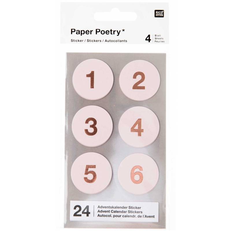 Rico Design Paper Poetry Adventskalender Sticker Zahlen 1-24 Puder von Rico Design
