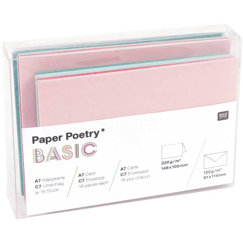 Paper Poetry Basic Kartenset Basic tropical A7/C7 von Rico Design