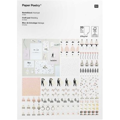 Paper Poetry Bastelblock Hochzeit 20 Blatt von Rico Design