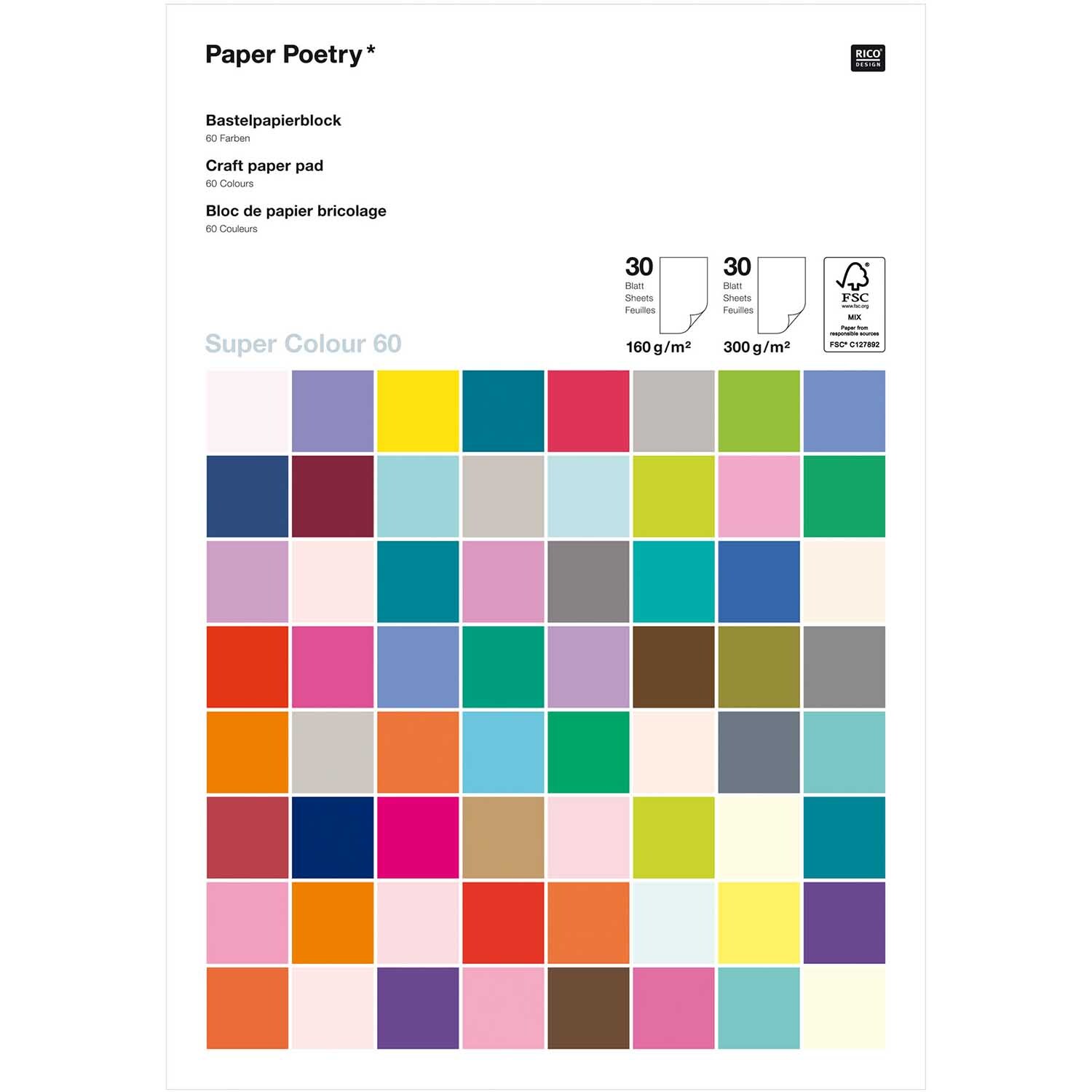 Paper Poetry Bastelblock Super Colour A4 60 Blatt Paper Poetry Bastelblock Super Colour A4 60 Blatt von Rico Design