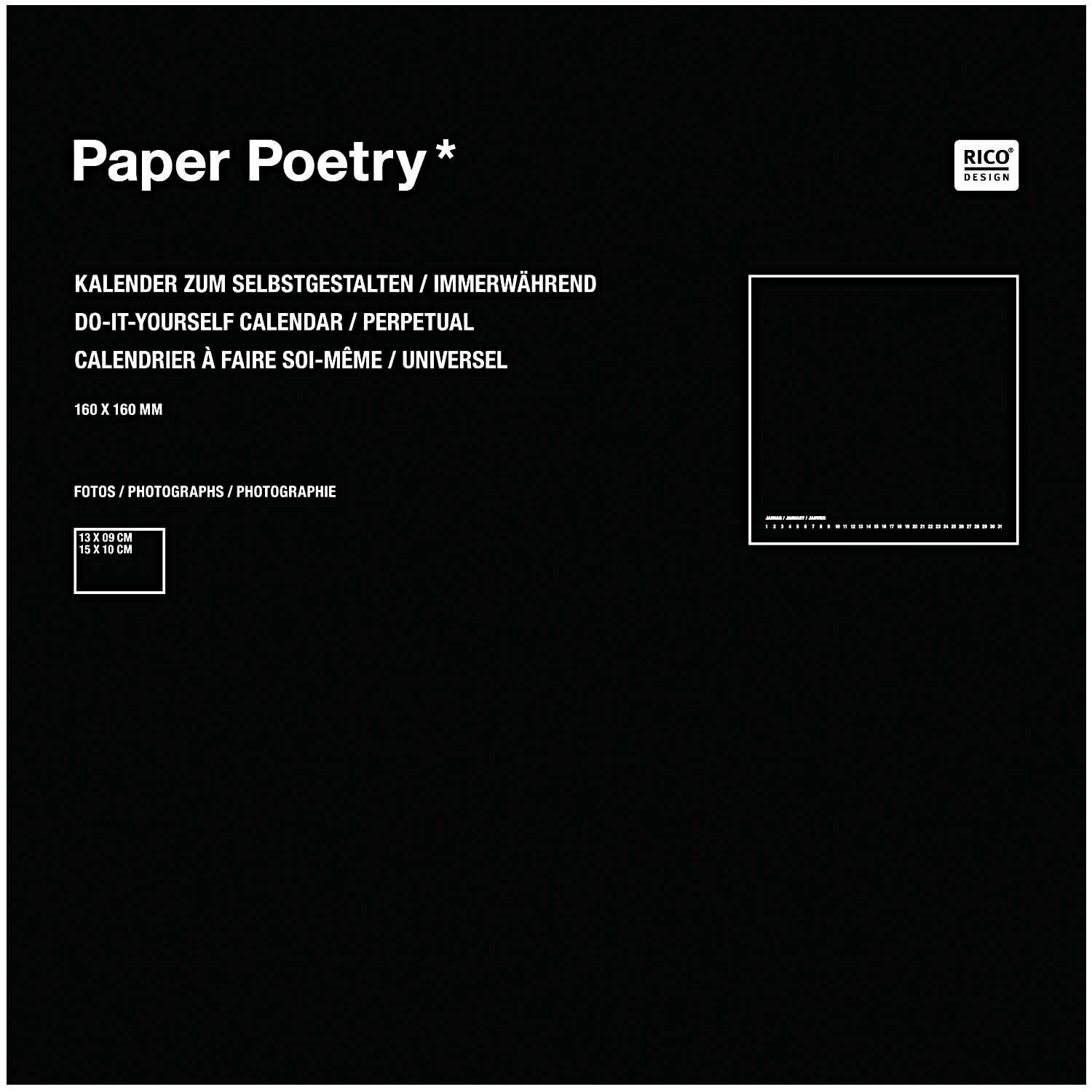 Paper Poetry Bastelkalender immerwährend schwarz 16x16cm Paper Poetry Bastelkalender immerwährend schwarz 16x16cm von Rico Design