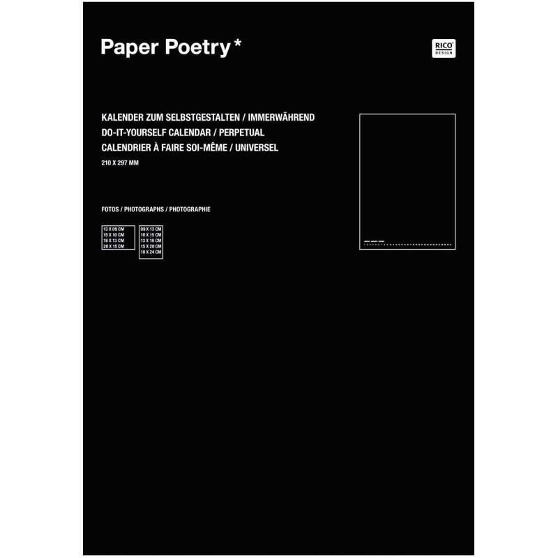 Paper Poetry Bastelkalender immerwährend schwarz A4 von Rico Design