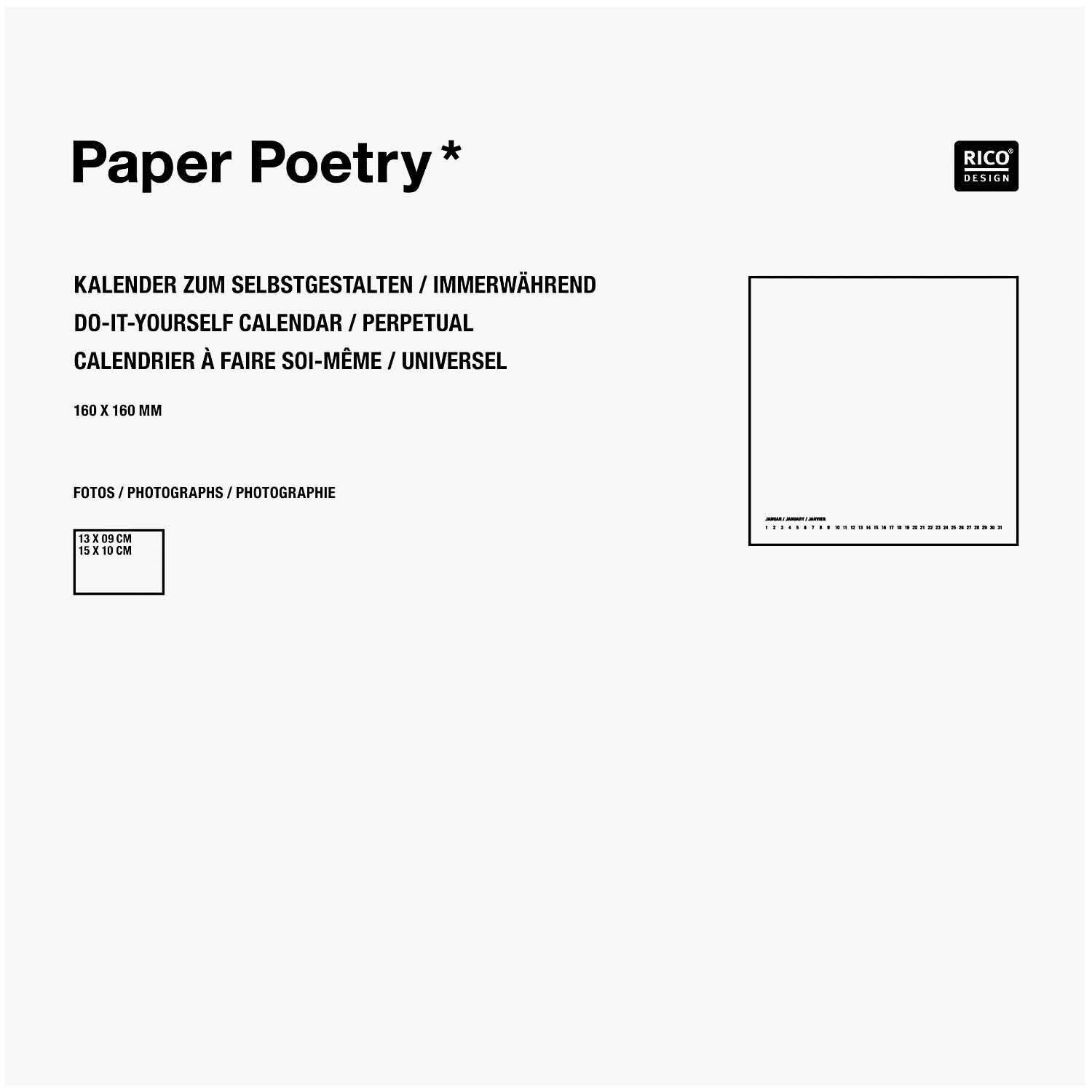 Paper Poetry Bastelkalender immerwährend weiß 16x16cm Paper Poetry Bastelkalender immerwährend weiß 16x16cm von Rico Design