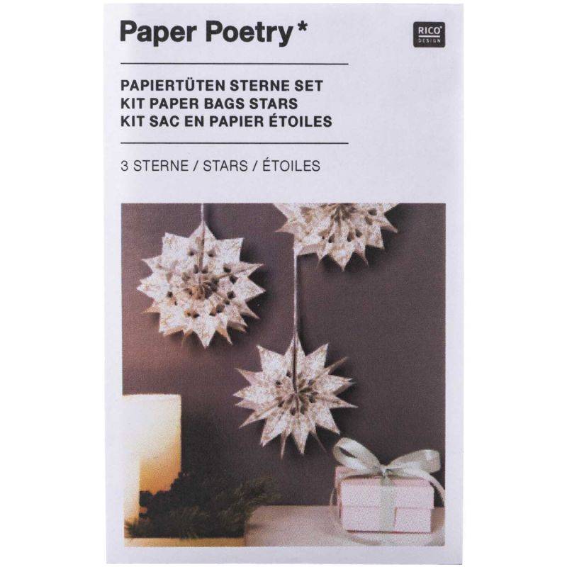 Paper Poetry Bastelset Papiertüten-Sterne Jolly Christmas klein von Rico Design