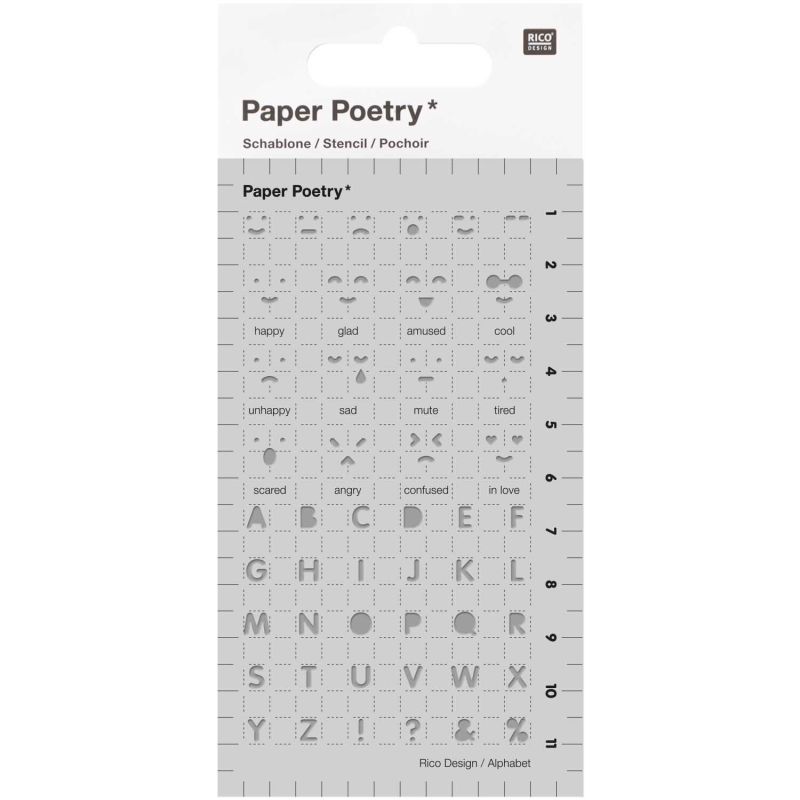 Paper Poetry Bullet Diary Schablone Emotions 7x12cm von Rico Design