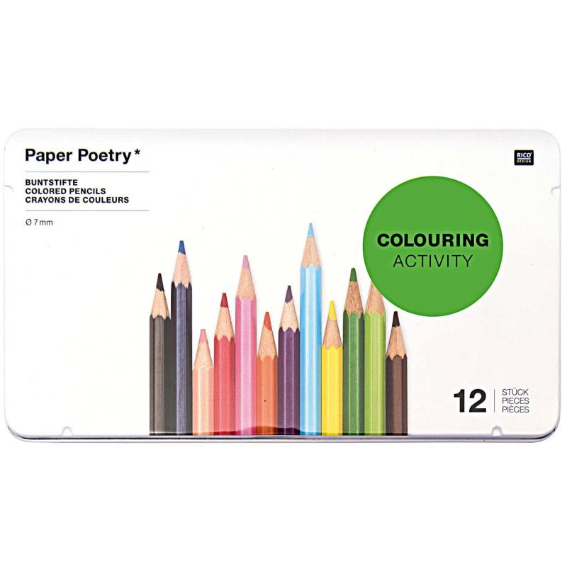 Paper Poetry Buntstifte im Metalletui 12 Stück von Rico Design