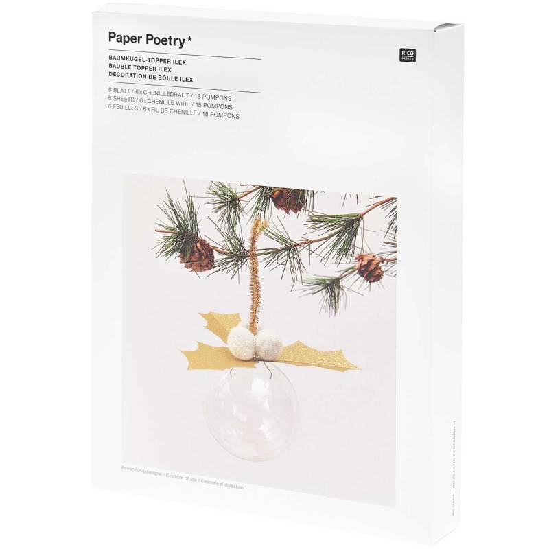 Paper Poetry Christbaumkugel-Topper Ilex gold 6 Stück Paper Poetry Christbaumkugel-Topper Ilex gold 6 Stück von Rico Design