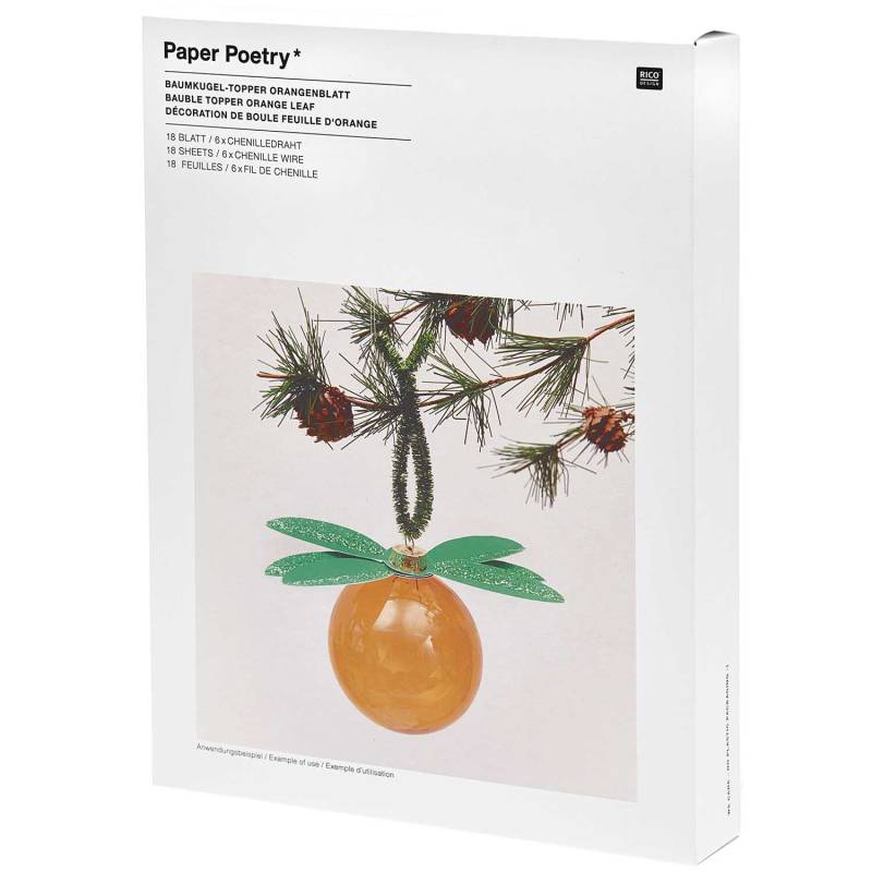 Rico Design Paper Poetry Christbaumkugel-Topper Orangenblatt 6 Stück von Rico Design
