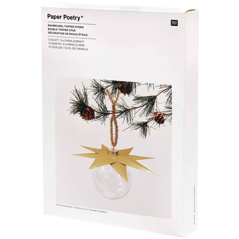 Rico Design Paper Poetry Christbaumkugel-Topper Stern gold 6 Stück von Rico Design