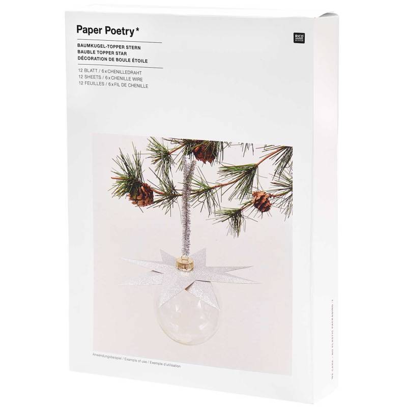 Rico Design Paper Poetry Christbaumkugel-Topper Stern silber 6 Stück von Rico Design