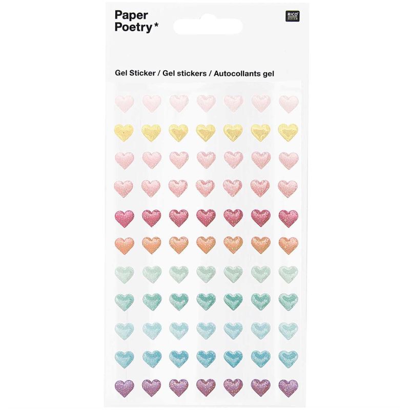 Paper Poetry Gelsticker Herzen Glitter von Rico Design