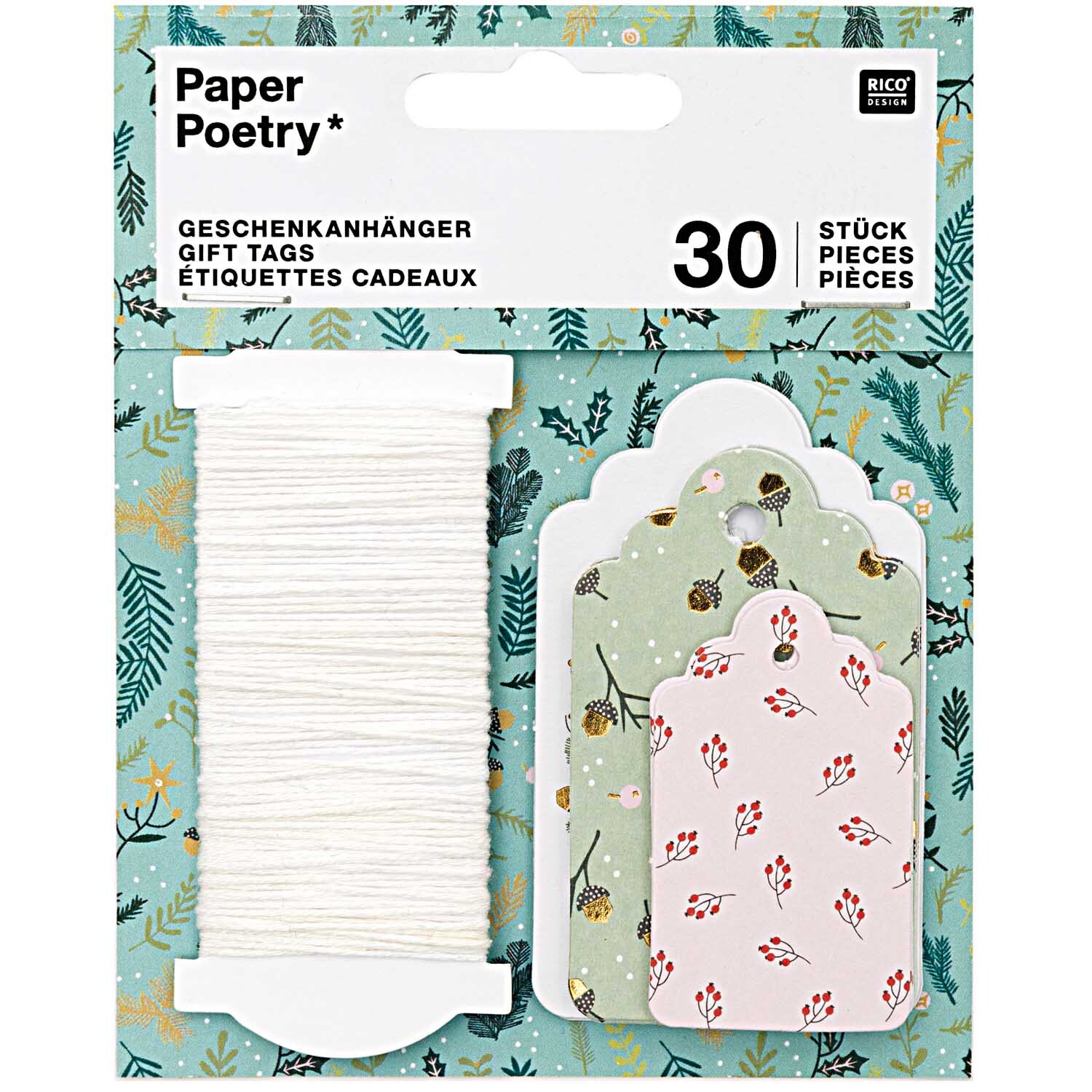 Paper Poetry Geschenkanhänger Classic Christmas 30 Stück von Rico Design