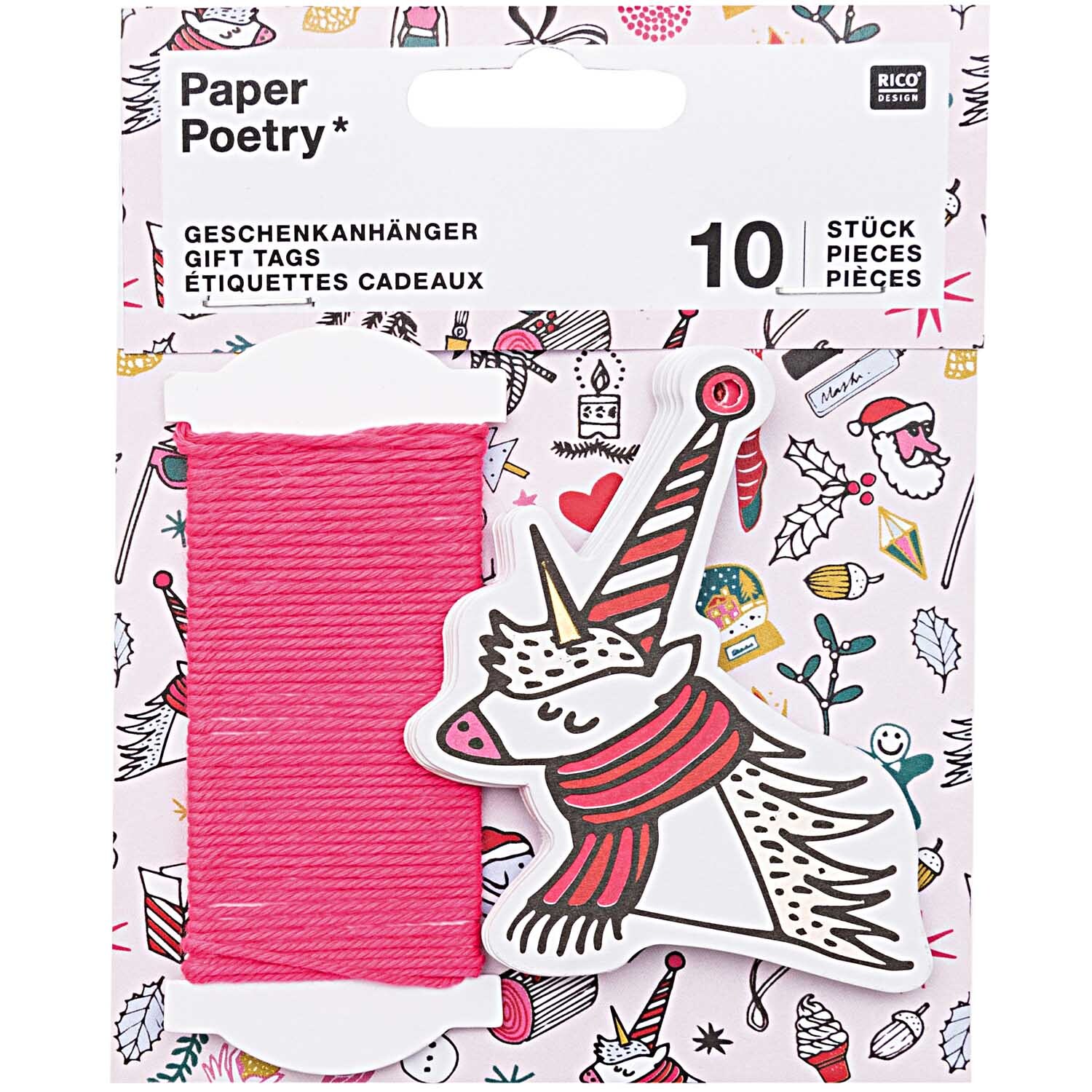 Paper Poetry Geschenkanhänger Einhorn X-MAS 10 Stück von Rico Design