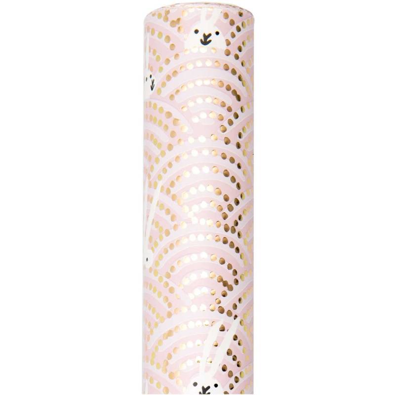 Rico Design Paper Poetry Geschenkpapier Bunny Hop Hasen im Feld rosa 70cm 2m Hot Foil von Rico Design