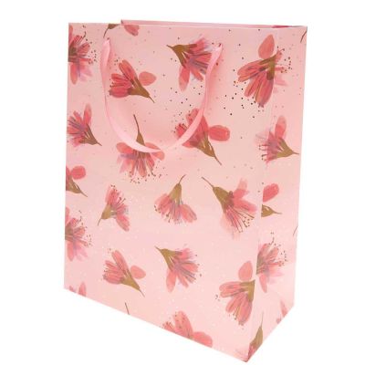 Paper Poetry Geschenktüte Blüten rosa 26x32x12cm von Rico Design