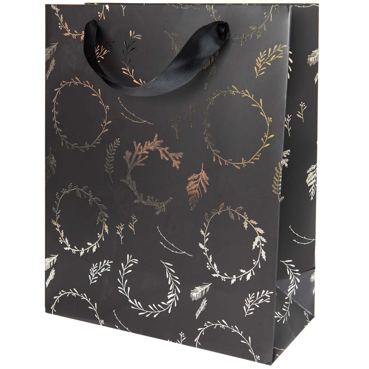 Rico Design Paper Poetry Geschenktüte Nostalgic Christmas Kränze schwarz 26x32x12cm von Rico Design