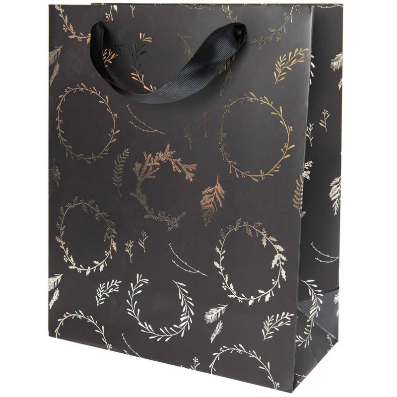 Rico Design Paper Poetry Geschenktüte Nostalgic Christmas Kränze schwarz 26x32x12cm von Rico Design