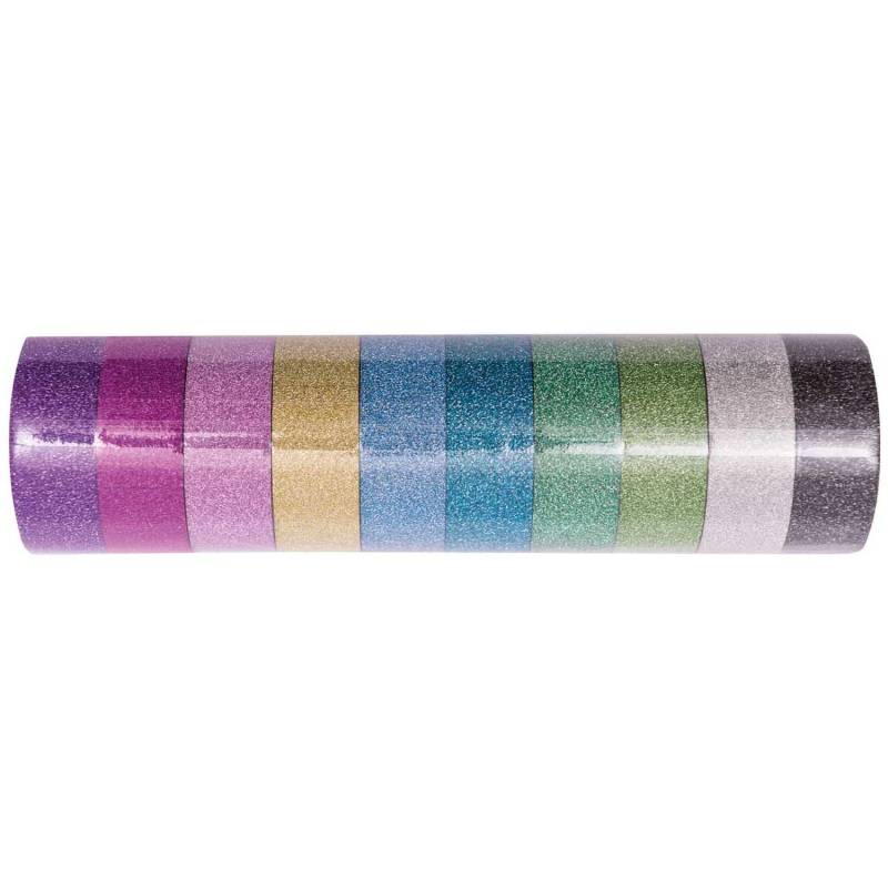 Paper Poetry Glitter Tape Set mehrfarbig 1,5cm 5m 10 Stück von Rico Design