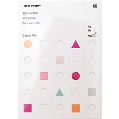 Paper Poetry Glitterpapierblock Candy Mix DIN A4 10 Blatt von Rico Design