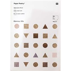 Paper Poetry Glitterpapierblock Glamour Mix DIN A4 10 Blatt von Rico Design