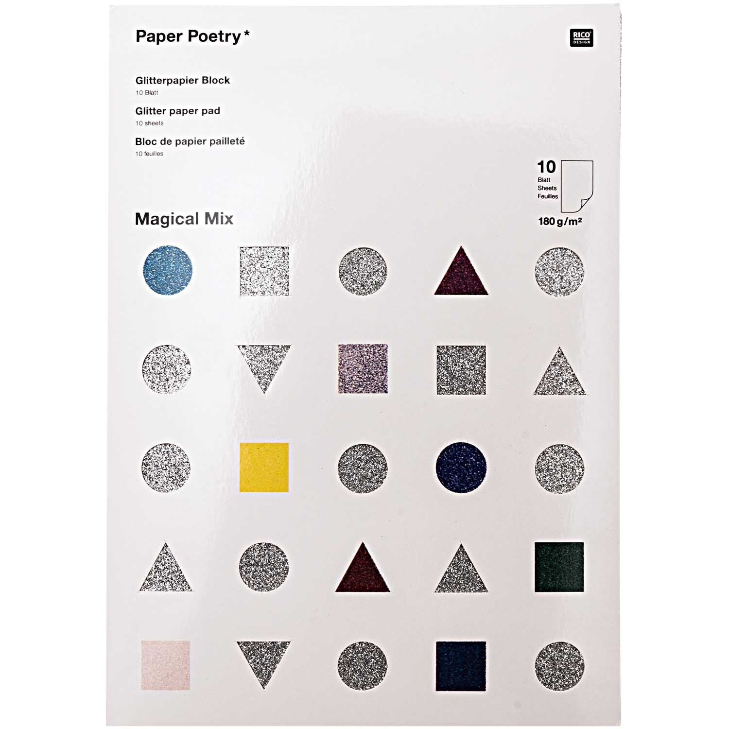 Paper Poetry Glitterpapierblock Magical Mix DIN A4 10 Blatt von Rico Design