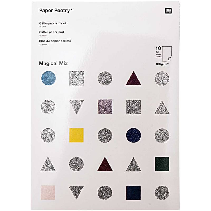Paper Poetry Glitterpapierblock Magical Mix DIN A4 10 Blatt von Rico Design