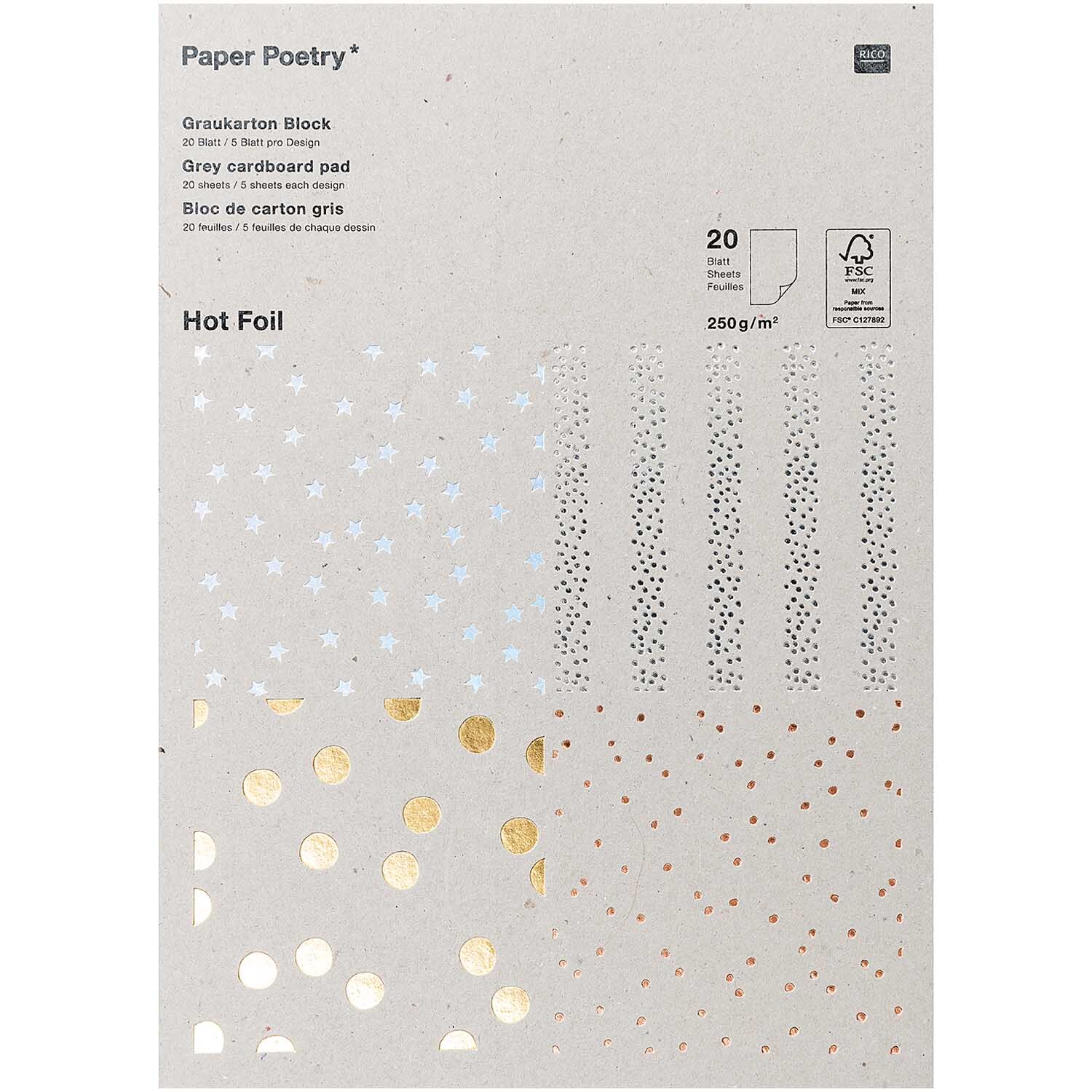 Paper Poetry Graukarton Block Hot Foil 20 Blatt 250g/m² Paper Poetry Graukarton Block Hot Foil 20 Blatt 250g/m² von Rico Design