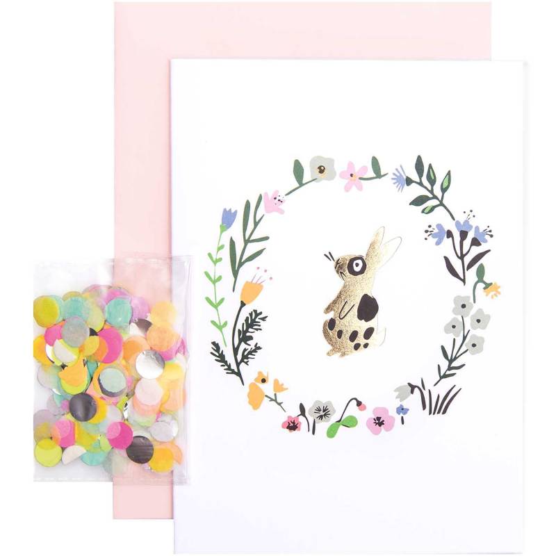 Rico Design Paper Poetry Grußkartenset Bunny Hop Blumenkranz mit Hase von Rico Design