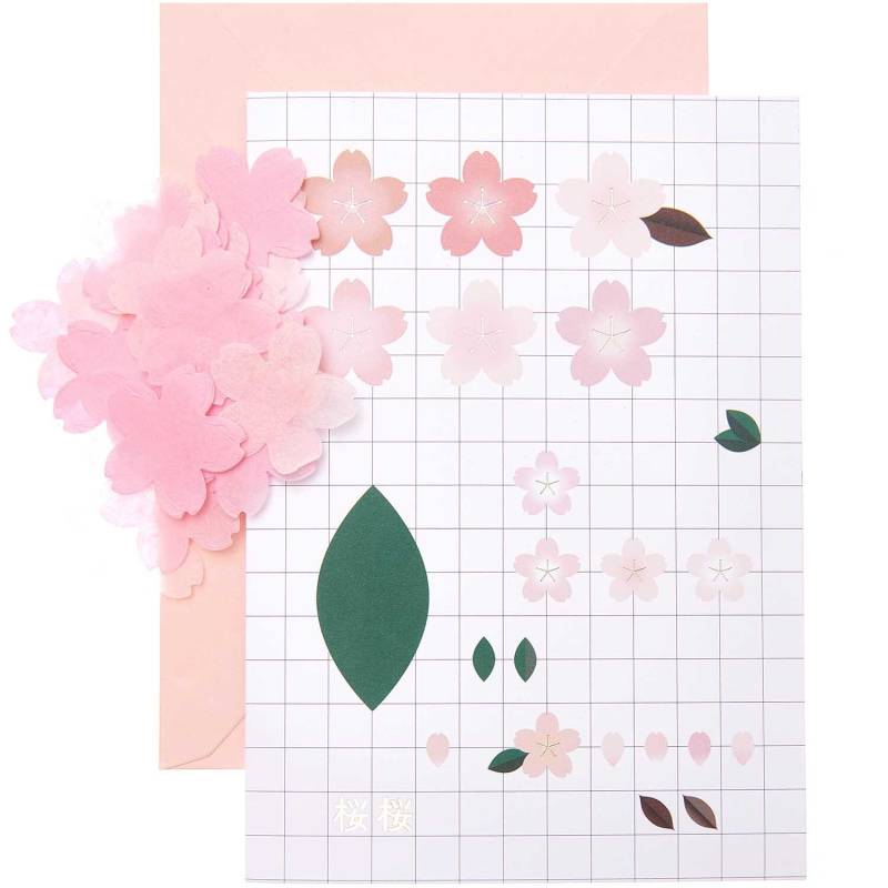 Paper Poetry Grußkartenset Kirschblüten grafisch von Rico Design