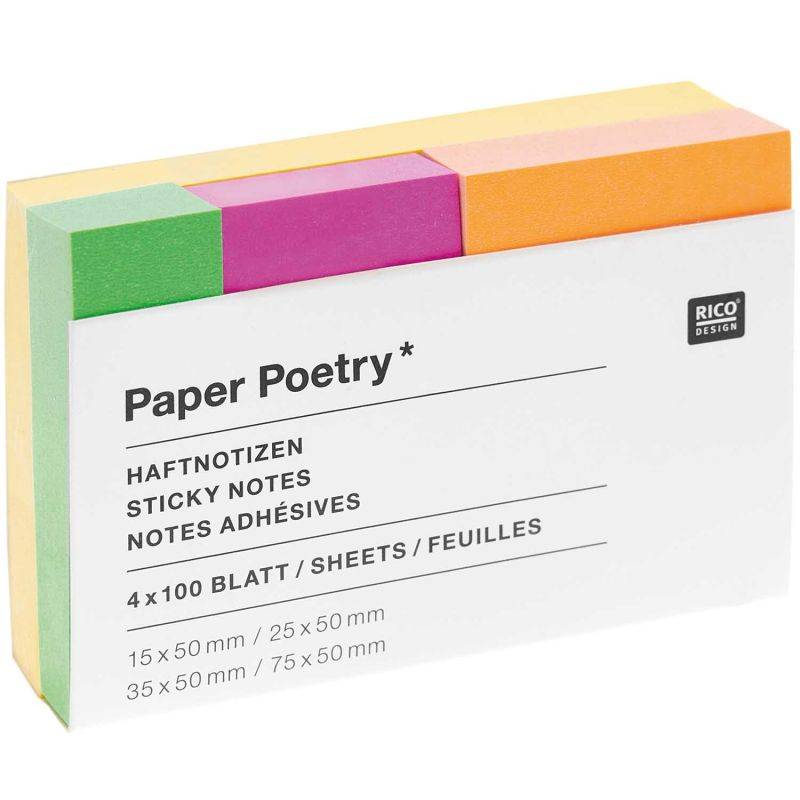 Paper Poetry Haftnotizen Neon Mix 4x100 Blatt von Rico Design