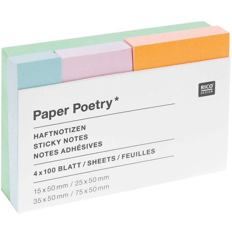 Paper Poetry Haftnotizen pastell 4x100 Blatt von Rico Design