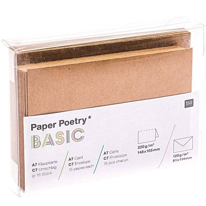 Paper Poetry Kartenset Basic Kraftpapier C7/A7 von Rico Design