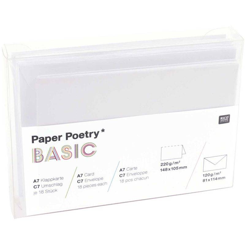 Paper Poetry Kartenset Basic weiß A7/C7 30teilig von Rico Design