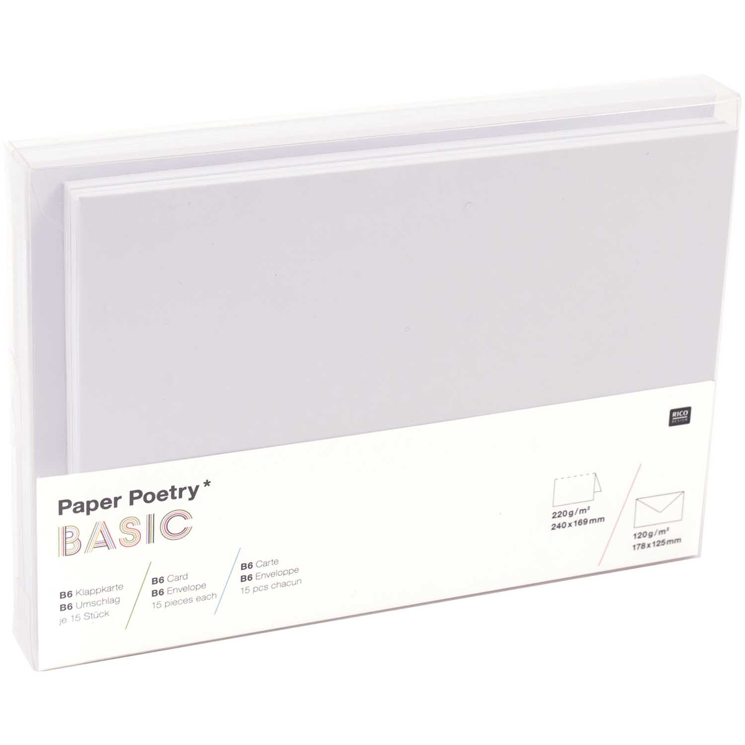 Paper Poetry Kartenset Basic weiß B6 von Rico Design