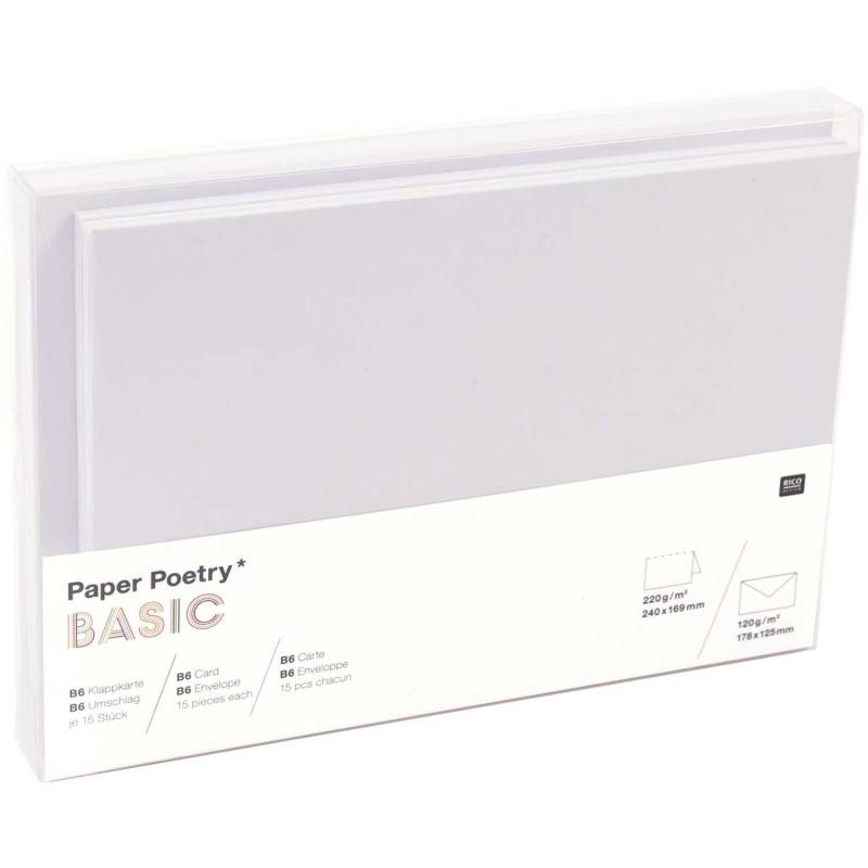 Paper Poetry Kartenset Basic weiß B6 von Rico Design