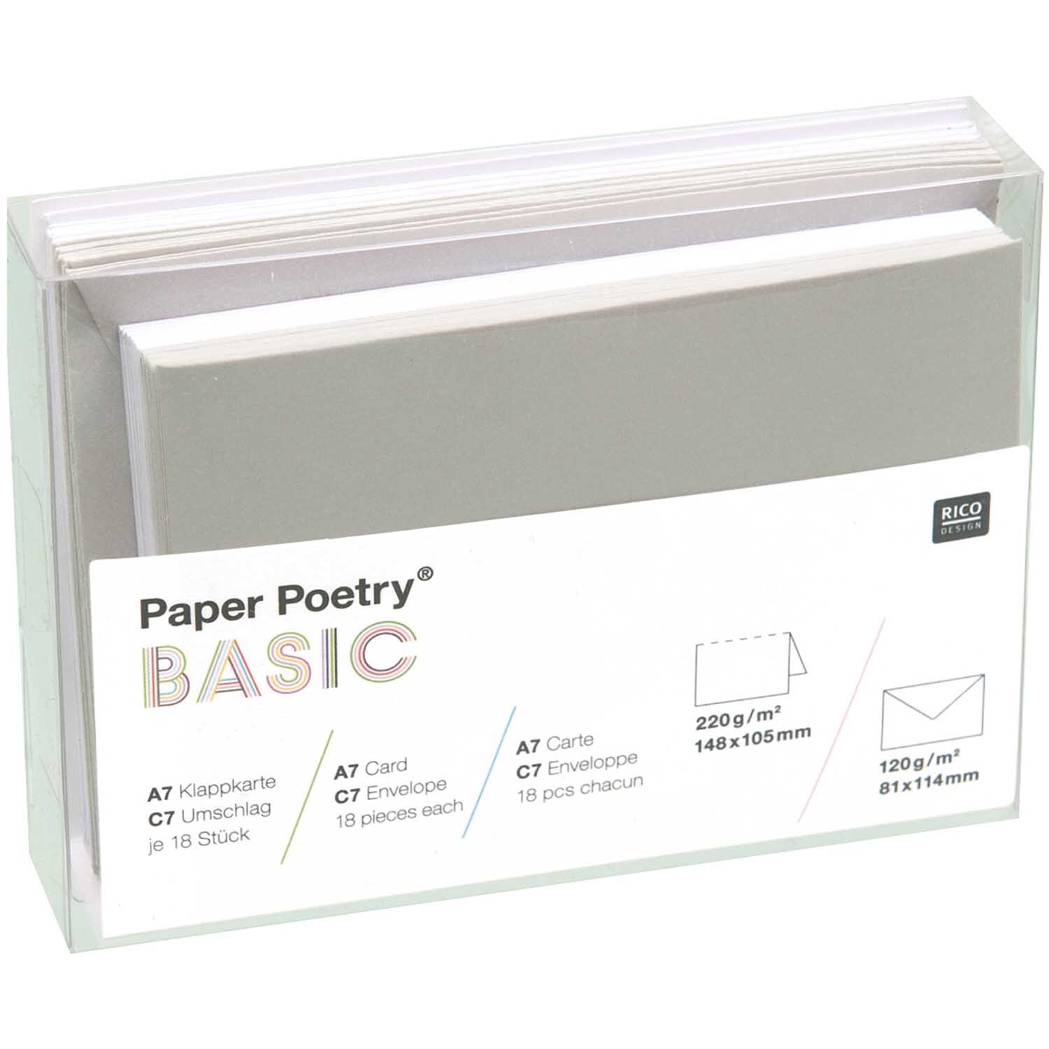 Paper Poetry Kartenset Basic weiß-grau C7 Paper Poetry Kartenset Basic weiß-grau C7 von Rico Design