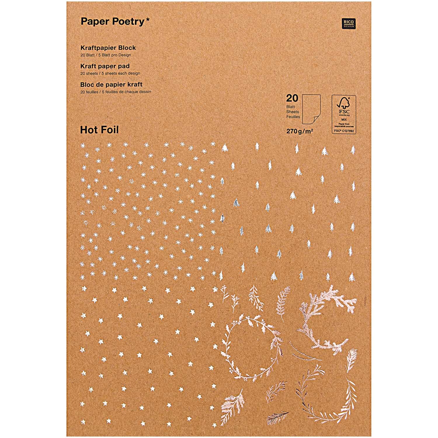 Paper Poetry Kraftpapier Block X-Mas 270g/m² 20 Blatt Hot Foil Paper Poetry Kraftpapier Block X-Mas 270g/m² 20 Blatt Hot Foil von Rico Design