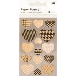 Paper Poetry Kraftpapier Sticker Herzen 4 Bogen von Rico Design