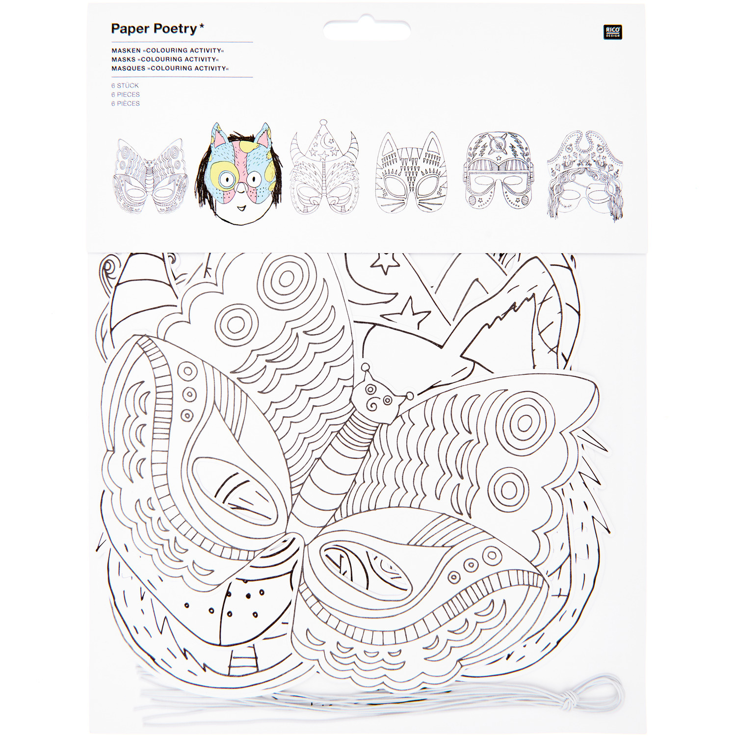 Paper Poetry Masken zum Ausmalen 6 Stück Paper Poetry Masken zum Ausmalen 6 Stück von Rico Design