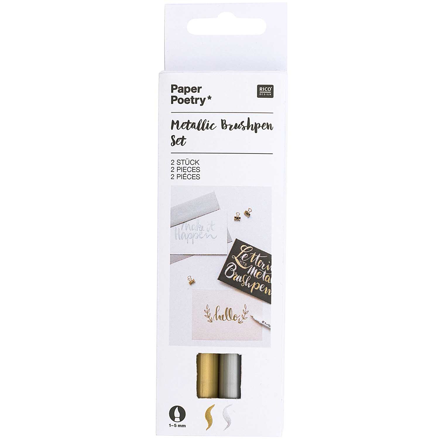 Paper Poetry Metallic Brushpens gold-silber 2 Stück Paper Poetry Metallic Brushpens gold-silber 2 Stück von Rico Design