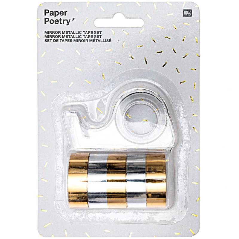 Paper Poetry Mirror Metallic Tape Set gold-silber 12mm 1,8m von Rico Design