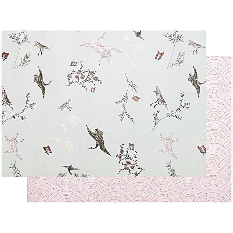 Paper Poetry Motivkarton Jardin Japonais Kraniche 50x70cm von Rico Design