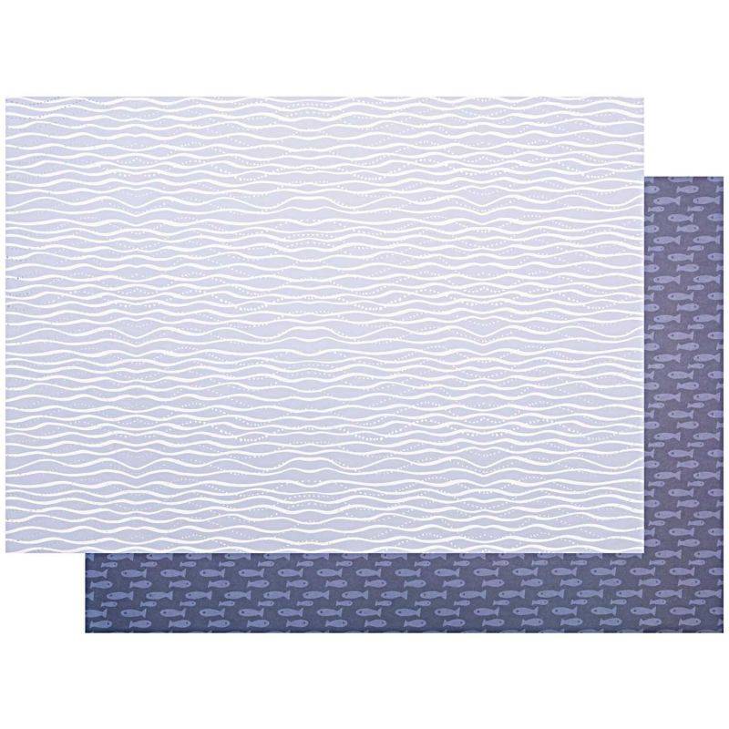 Paper Poetry Motivkarton Mermaid Wellen blau-weiß 50x70cm von Rico Design